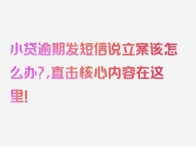 小贷逾期发短信说立案该怎么办?，直击核心内容在这里！