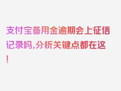 支付宝备用金逾期会上征信记录吗，分析关键点都在这！