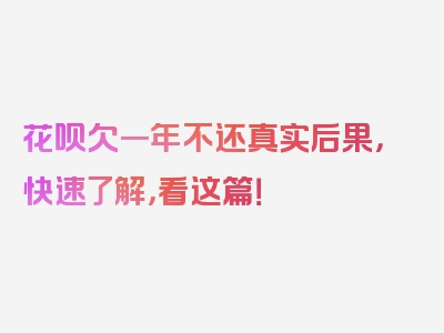 花呗欠一年不还真实后果，快速了解，看这篇！