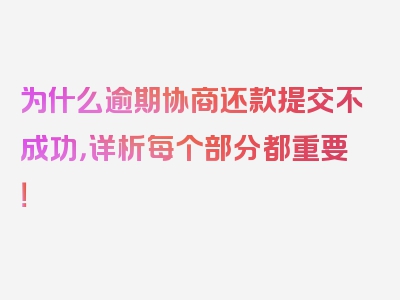 为什么逾期协商还款提交不成功，详析每个部分都重要！