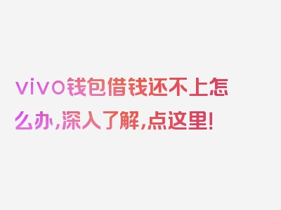 vivo钱包借钱还不上怎么办，深入了解，点这里！