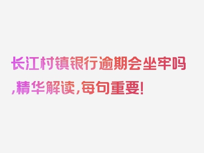 长江村镇银行逾期会坐牢吗，精华解读，每句重要！