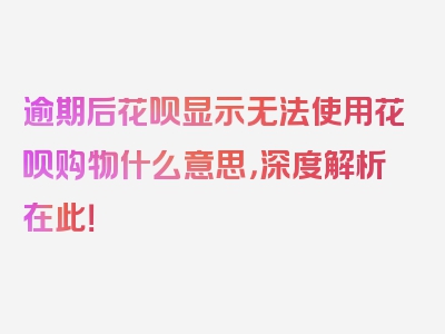 逾期后花呗显示无法使用花呗购物什么意思，深度解析在此！