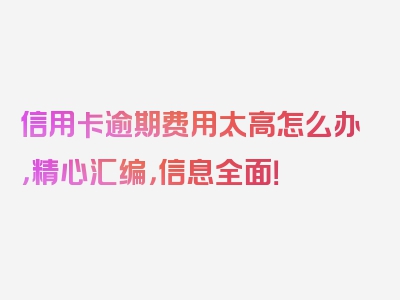 信用卡逾期费用太高怎么办，精心汇编，信息全面！