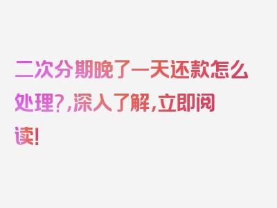 二次分期晚了一天还款怎么处理?，深入了解，立即阅读！