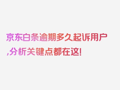 京东白条逾期多久起诉用户，分析关键点都在这！