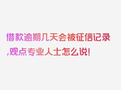 借款逾期几天会被征信记录，观点专业人士怎么说！