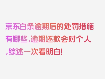 京东白条逾期后的处罚措施有哪些,逾期还款会对个人，综述一次看明白！