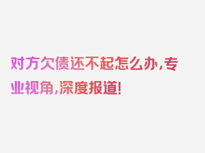 对方欠债还不起怎么办，专业视角，深度报道！