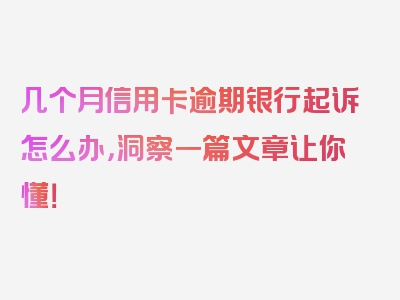 几个月信用卡逾期银行起诉怎么办，洞察一篇文章让你懂！