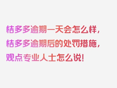 桔多多逾期一天会怎么样,桔多多逾期后的处罚措施，观点专业人士怎么说！