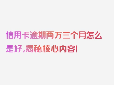 信用卡逾期两万三个月怎么是好，揭秘核心内容！