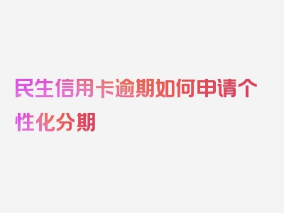 民生信用卡逾期如何申请个性化分期