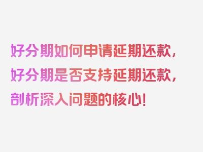 好分期如何申请延期还款,好分期是否支持延期还款，剖析深入问题的核心！