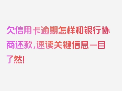 欠信用卡逾期怎样和银行协商还款，速读关键信息一目了然！