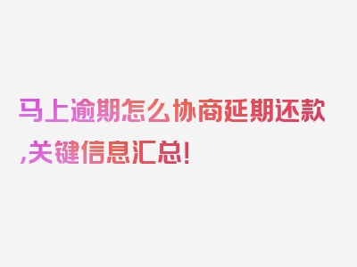 马上逾期怎么协商延期还款，关键信息汇总！