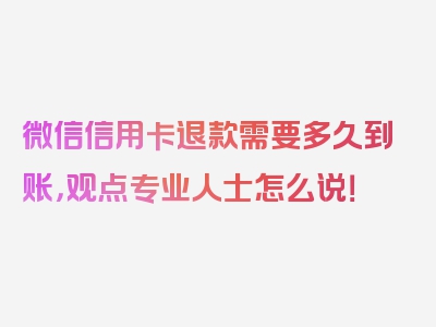 微信信用卡退款需要多久到账，观点专业人士怎么说！