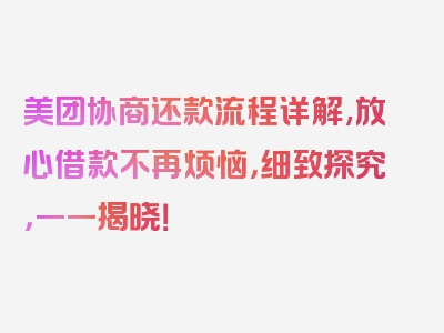 美团协商还款流程详解,放心借款不再烦恼，细致探究，一一揭晓！