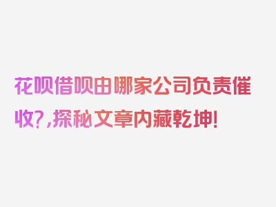 花呗借呗由哪家公司负责催收?，探秘文章内藏乾坤！