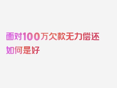 面对100万欠款无力偿还如何是好