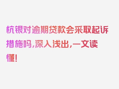 杭银对逾期贷款会采取起诉措施吗，深入浅出，一文读懂！