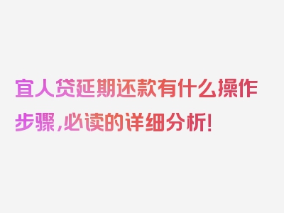 宜人贷延期还款有什么操作步骤，必读的详细分析！