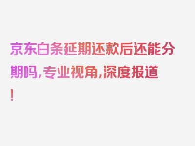 京东白条延期还款后还能分期吗，专业视角，深度报道！