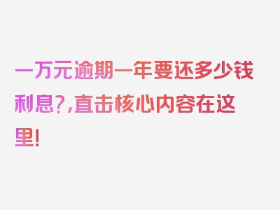 一万元逾期一年要还多少钱利息?，直击核心内容在这里！