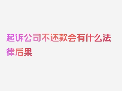 起诉公司不还款会有什么法律后果