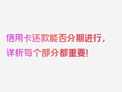 信用卡还款能否分期进行，详析每个部分都重要！