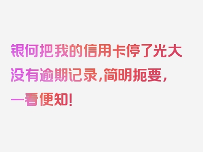 银何把我的信用卡停了光大没有逾期记录，简明扼要，一看便知！