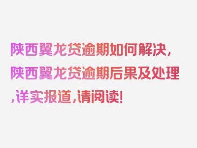 陕西翼龙贷逾期如何解决,陕西翼龙贷逾期后果及处理，详实报道，请阅读！