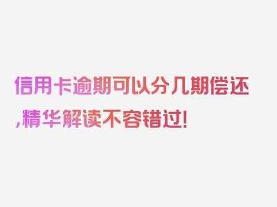 信用卡逾期可以分几期偿还，精华解读不容错过！