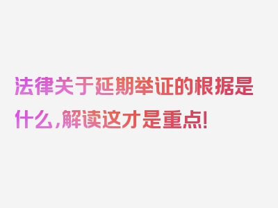 法律关于延期举证的根据是什么，解读这才是重点！