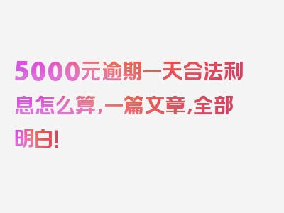 5000元逾期一天合法利息怎么算，一篇文章，全部明白！