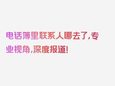 电话簿里联系人哪去了，专业视角，深度报道！