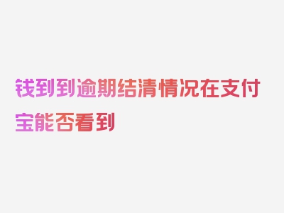 钱到到逾期结清情况在支付宝能否看到