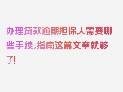 办理贷款逾期担保人需要哪些手续，指南这篇文章就够了！