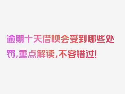 逾期十天借呗会受到哪些处罚，重点解读，不容错过！