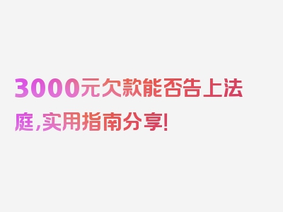 3000元欠款能否告上法庭，实用指南分享！