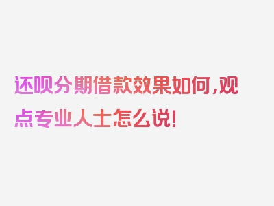 还呗分期借款效果如何，观点专业人士怎么说！