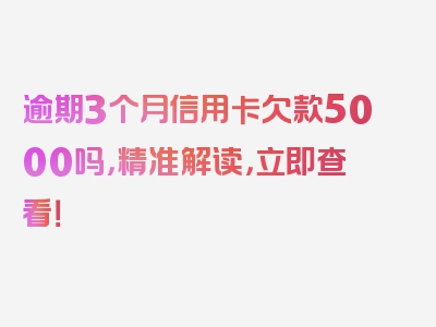 逾期3个月信用卡欠款5000吗，精准解读，立即查看！