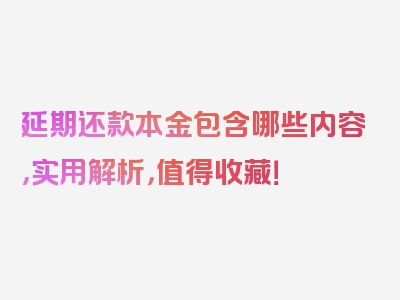 延期还款本金包含哪些内容，实用解析，值得收藏！