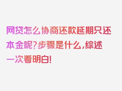 网贷怎么协商还款延期只还本金呢?步骤是什么，综述一次看明白！