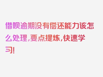 借呗逾期没有偿还能力该怎么处理，要点提炼，快速学习！