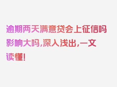 逾期两天满意贷会上征信吗影响大吗，深入浅出，一文读懂！