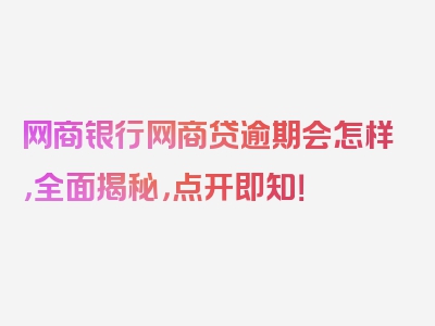 网商银行网商贷逾期会怎样，全面揭秘，点开即知！