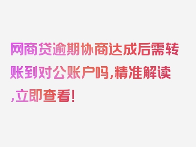 网商贷逾期协商达成后需转账到对公账户吗，精准解读，立即查看！