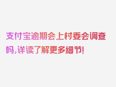 支付宝逾期会上村委会调查吗，详读了解更多细节！