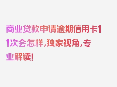 商业贷款申请逾期信用卡11次会怎样，独家视角，专业解读！